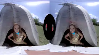 Petite European Brunette Sucks Cock in VR POV