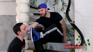 European Submissive Cleans Sneaker Soles With His Tongue
