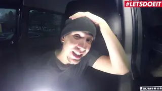 European Busty Babe Takes Stranger for Cash in Car