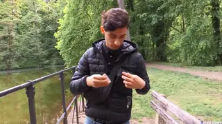 Boyfriend Sucks Dick For Cash Outdoors After Catching Girlfriend