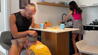 European Husband Swallows Friend's Load in Kitchen