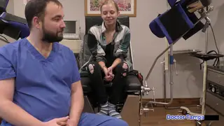 Blonde Patient Examined by Doctor in Latex Gloves