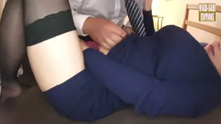 Japanese Mature Woman Serves Older Man in Stockings and Lingerie