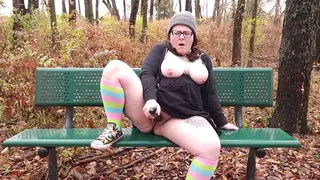 BBW MILF Squirts Hard on Public Nature Trail