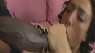 Brunette Takes Interracial Blowjob to Messy Facial Finish