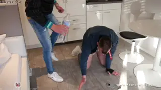 Muscle Boss Dominates Teen Employee With Bondage and Spanking