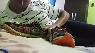 Latino Twink Worships Neighbor's Fresh Sneakers