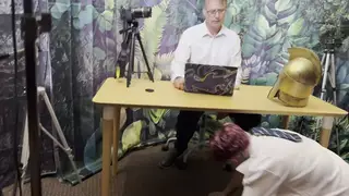 Curvy European BBW Sucks Her Teacher at a Desk
