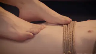 Curvy Brunette Dominates with Bondage and Feet Play