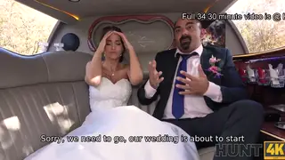 Busty European Bride Gives POV Blowjob in Wedding Limo