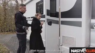 Busty Brunette in Police Cosplay Fucks Outdoors