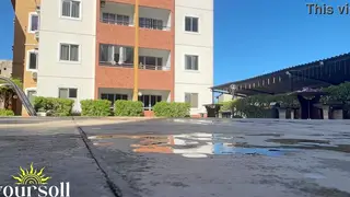 Brunette Ebony Teen Enjoys Holiday Pool Fun