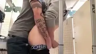 Quick Bathroom Blowjob Ends in Hot Public Release