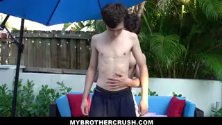 Teen Stepbrother Barebacks Slim Sibling in Garage