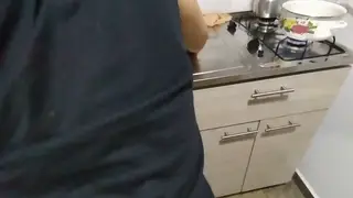 Blonde Latina Stepmom Bends Over the Kitchen Counter for a Creampie