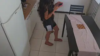 Latina Wife Takes Lover While Husband Listens Close