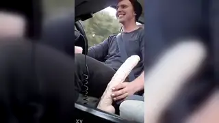 Arab Guy Strokes His Big Cock Inside a Car