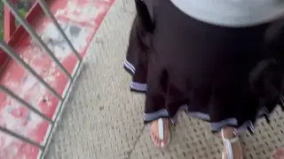 Brunette Teen Sucks Older Man Outdoors POV