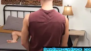 Curious Stepbrother Caught Stroking and Joined for Oral Fun