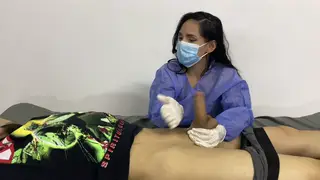 Curvy Japanese MILF Gives a Hospital Massage and Blowjob