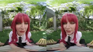 Busty Redhead Cosplayer Submits in VR Bondage