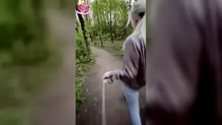 Blonde Femdom Leads Boyfriend on Outdoor Chastity Leash Walk