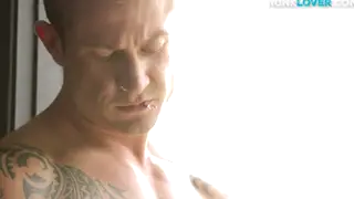 Inked Muscle Hunk Milks Shaved Cock to Messy Finish
