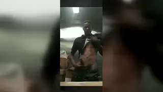 Slim Black Twink Strokes His Big Cock Solo
