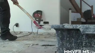 Blonde European Bombshell Services a Lucky Worker