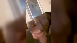 Ebony Girlfriend Creams on Toy While Boyfriend Talks