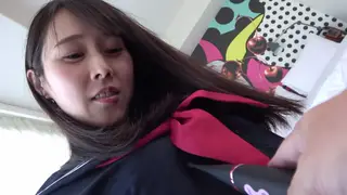 Asian Wife in School Uniform Auditions with Toys at Desk