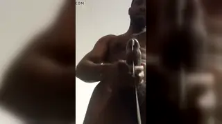 Mature Black Man Strokes His BBC on Webcam