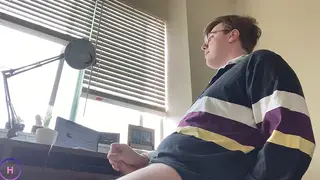 Hairy Student Jerks Off Instead of Studying
