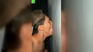 Teen Twink Takes Older Latino Bareback in Gloryhole Booth