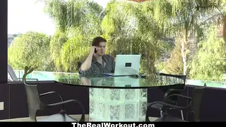 Blonde MILF Trainer Rewards Client with Gym Facial