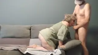 Curvy BBW MILF Takes It Doggystyle on the Couch
