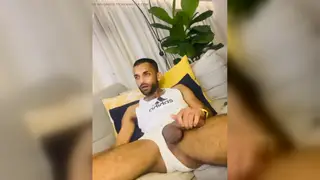 Muscular Asian-Arab Hunk Strokes His Thick Uncut Cock to Explosion