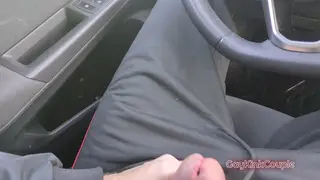 European Guy Strokes His Big Cock to a Messy Finish in a Parked Car