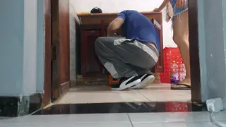Cheating MILF in Skirt Seduces Plumber While Husband Watches
