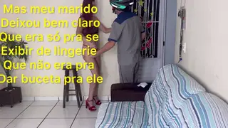 Curvy Wife Teases Delivery Guy in Sheer Lingerie
