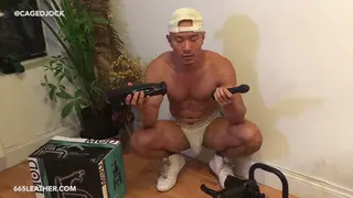 Muscular Jock Rides a Dildo Machine Solo