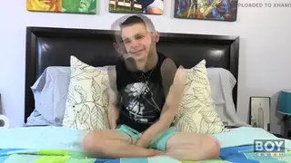 Skinny Twink Fingers Himself While Stroking Hard
