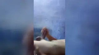 Horny Guy Strokes Hard Cock to Finish in Office Handjob