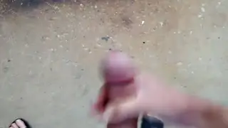 Guy Strokes Himself Outdoors Near Apartment