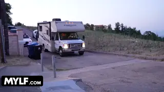 Busty MILF Gives a Blowjob Then Takes It Doggystyle in a Car