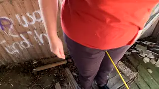 Bound European Sub Walks Veranda in Crotch Rope Humiliation