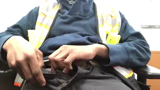 Handyman Jerks Big Black Cock Outdoors to Huge Load