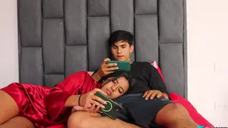 Asian Teen Sucks Her Stepbrother During a Private Game