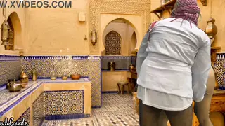 Arab MILF and Asian Wife Fuck Standing in the Kitchen