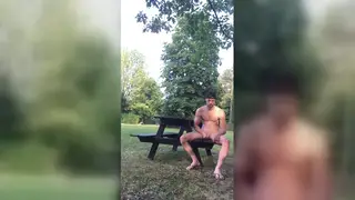 German Muscle Twink Jerks Off on a Public Beach